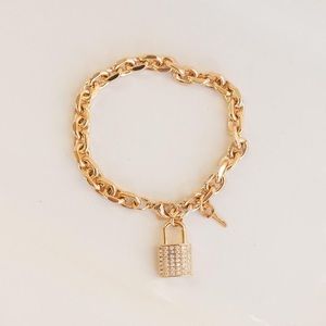 18k gold plated bracelet, CZ stone locket